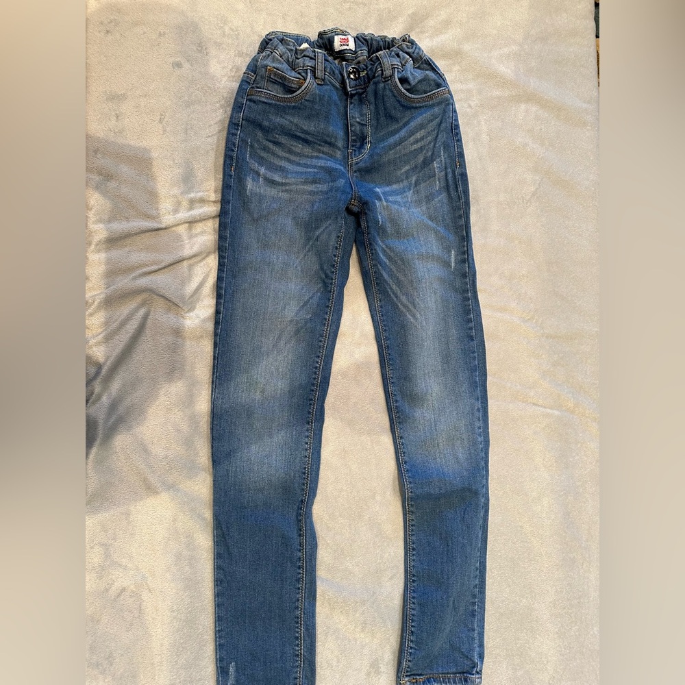 TUMBLE ‘N Dry Boys Size 11/12 Blue Elastic Waist Distressed Jeans